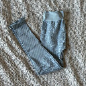Mono B Snakeskin Print Workout Leggings in Light Blue, Size M